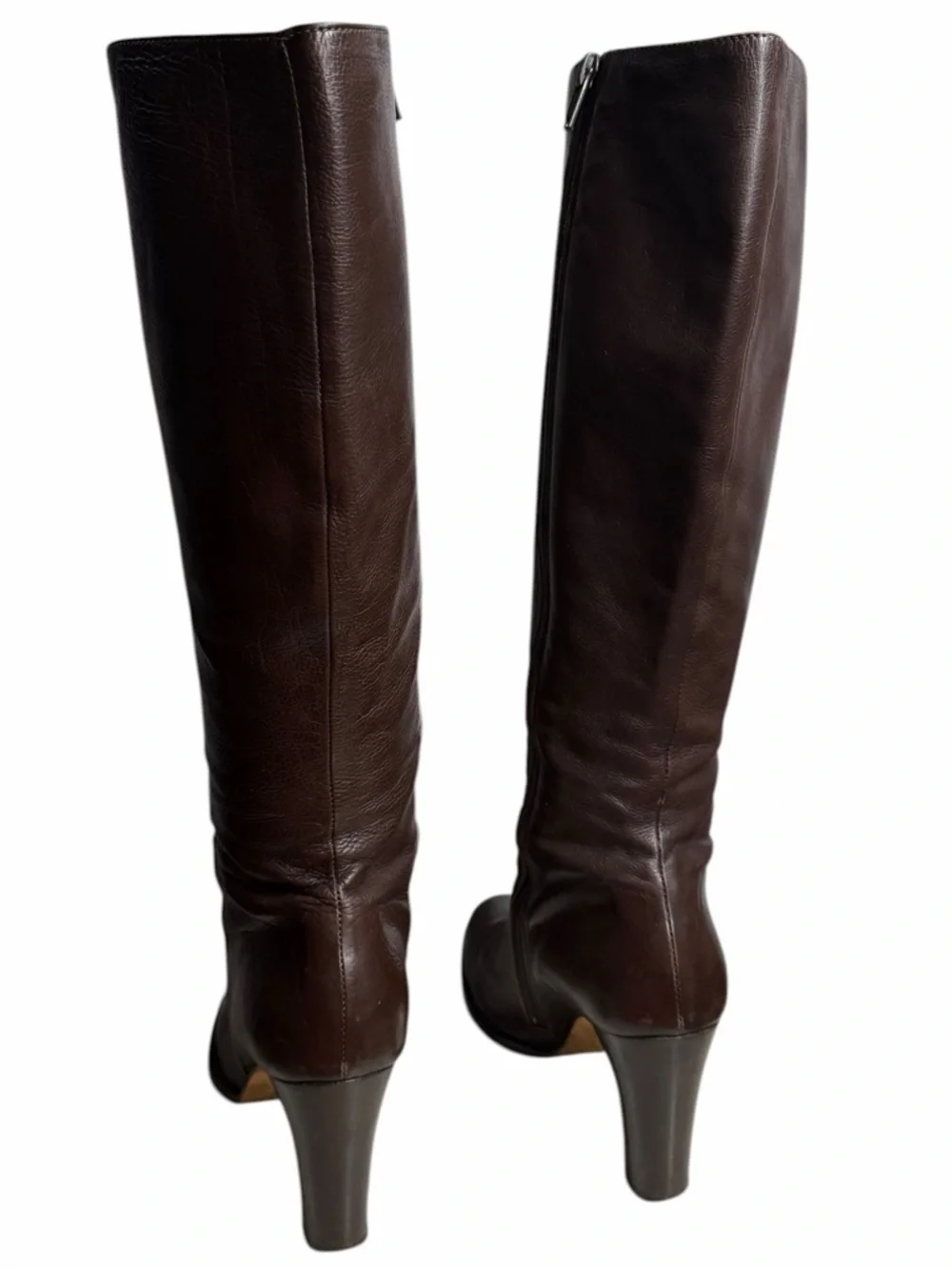 J. Crew Women’s Dark Brown Leather Knee-High Heeled Boots - Size 8 - Picture 5 of 14